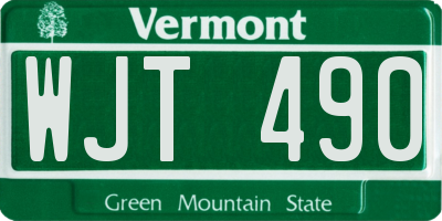 VT license plate WJT490