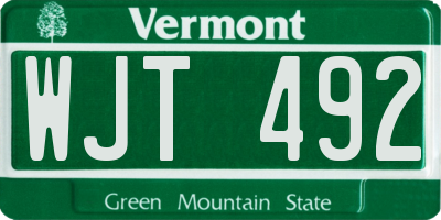 VT license plate WJT492