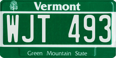 VT license plate WJT493