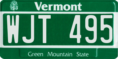 VT license plate WJT495