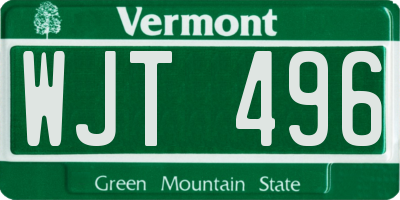 VT license plate WJT496