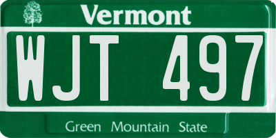 VT license plate WJT497