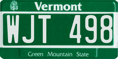 VT license plate WJT498