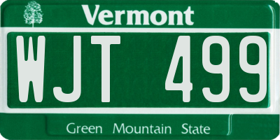 VT license plate WJT499