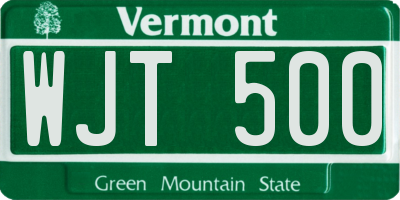 VT license plate WJT500