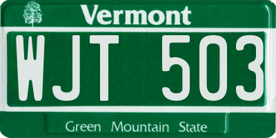 VT license plate WJT503