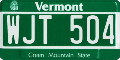 VT license plate WJT504