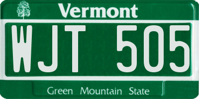 VT license plate WJT505