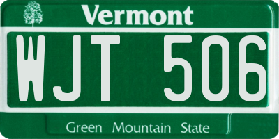 VT license plate WJT506