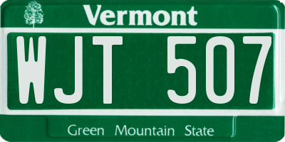 VT license plate WJT507