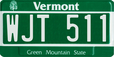VT license plate WJT511