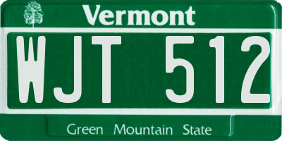 VT license plate WJT512