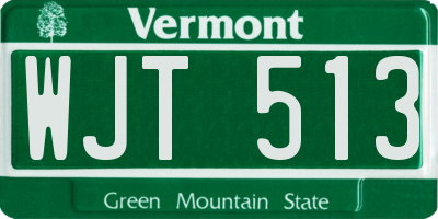 VT license plate WJT513