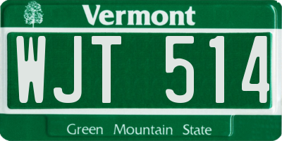 VT license plate WJT514