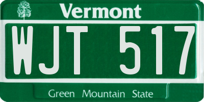 VT license plate WJT517