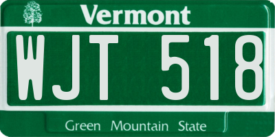 VT license plate WJT518