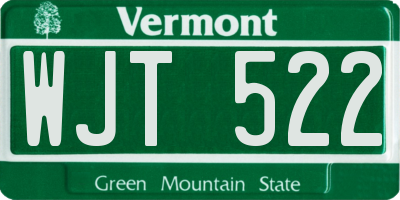 VT license plate WJT522