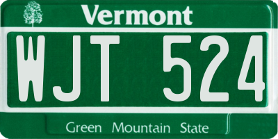 VT license plate WJT524