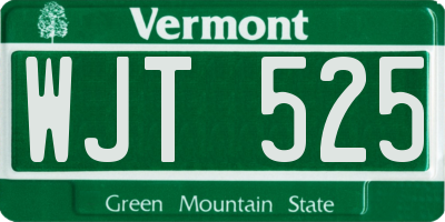VT license plate WJT525