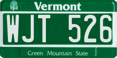 VT license plate WJT526