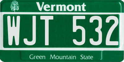 VT license plate WJT532