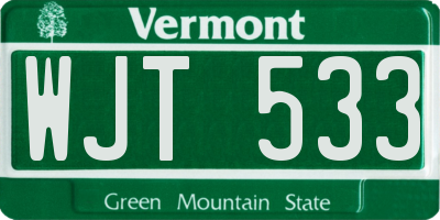 VT license plate WJT533
