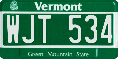 VT license plate WJT534