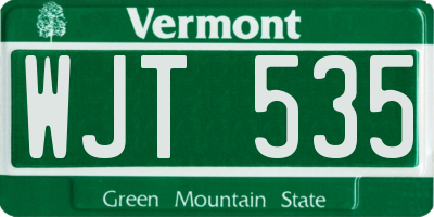 VT license plate WJT535