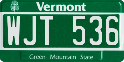 VT license plate WJT536