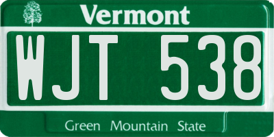 VT license plate WJT538
