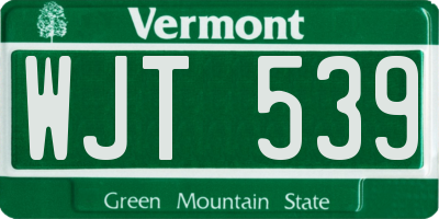 VT license plate WJT539