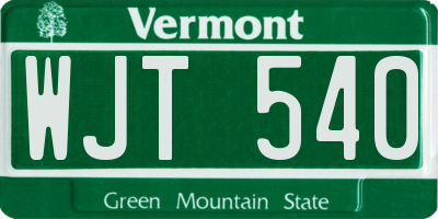 VT license plate WJT540