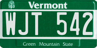 VT license plate WJT542