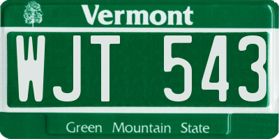 VT license plate WJT543