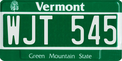 VT license plate WJT545