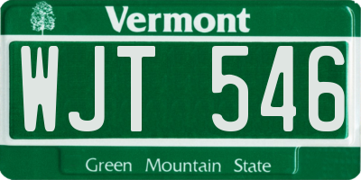 VT license plate WJT546