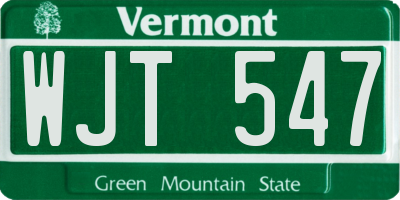 VT license plate WJT547