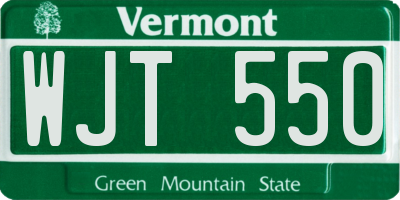 VT license plate WJT550