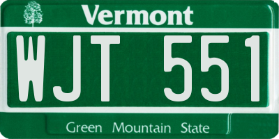 VT license plate WJT551