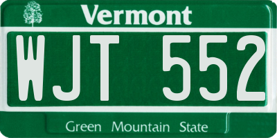VT license plate WJT552