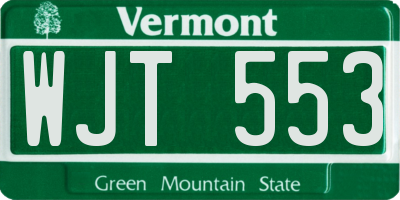 VT license plate WJT553