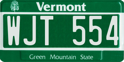 VT license plate WJT554