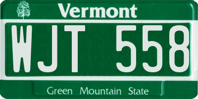 VT license plate WJT558
