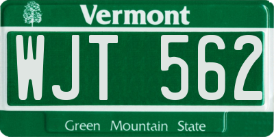 VT license plate WJT562