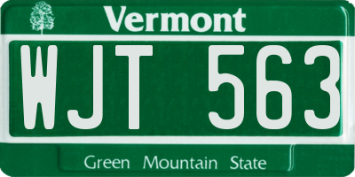 VT license plate WJT563