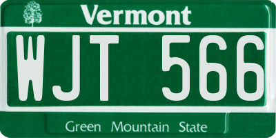 VT license plate WJT566