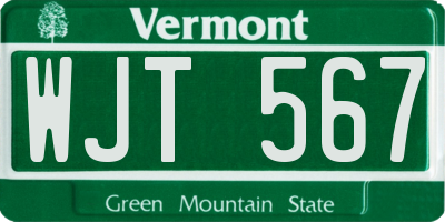VT license plate WJT567
