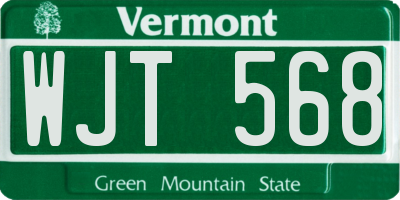 VT license plate WJT568