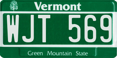 VT license plate WJT569