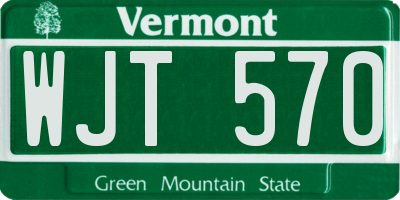 VT license plate WJT570